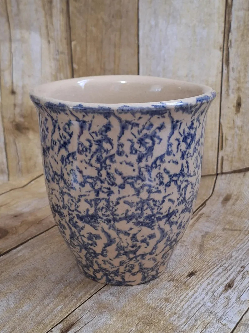 Robinson Ransbottom RRP Vintage Kitchen Crock 1 Quart, Blue Spongeware, Made in Roseville Ohio OH... | Etsy (US)