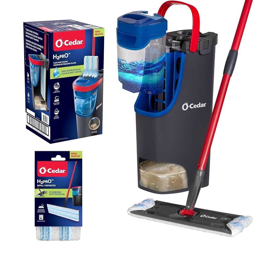 O-Cedar H2prO Flat Mop System with 1 Mop Head Refill | Quick Cleaning Tool | Clean with Clean Wat... | Amazon (US)
