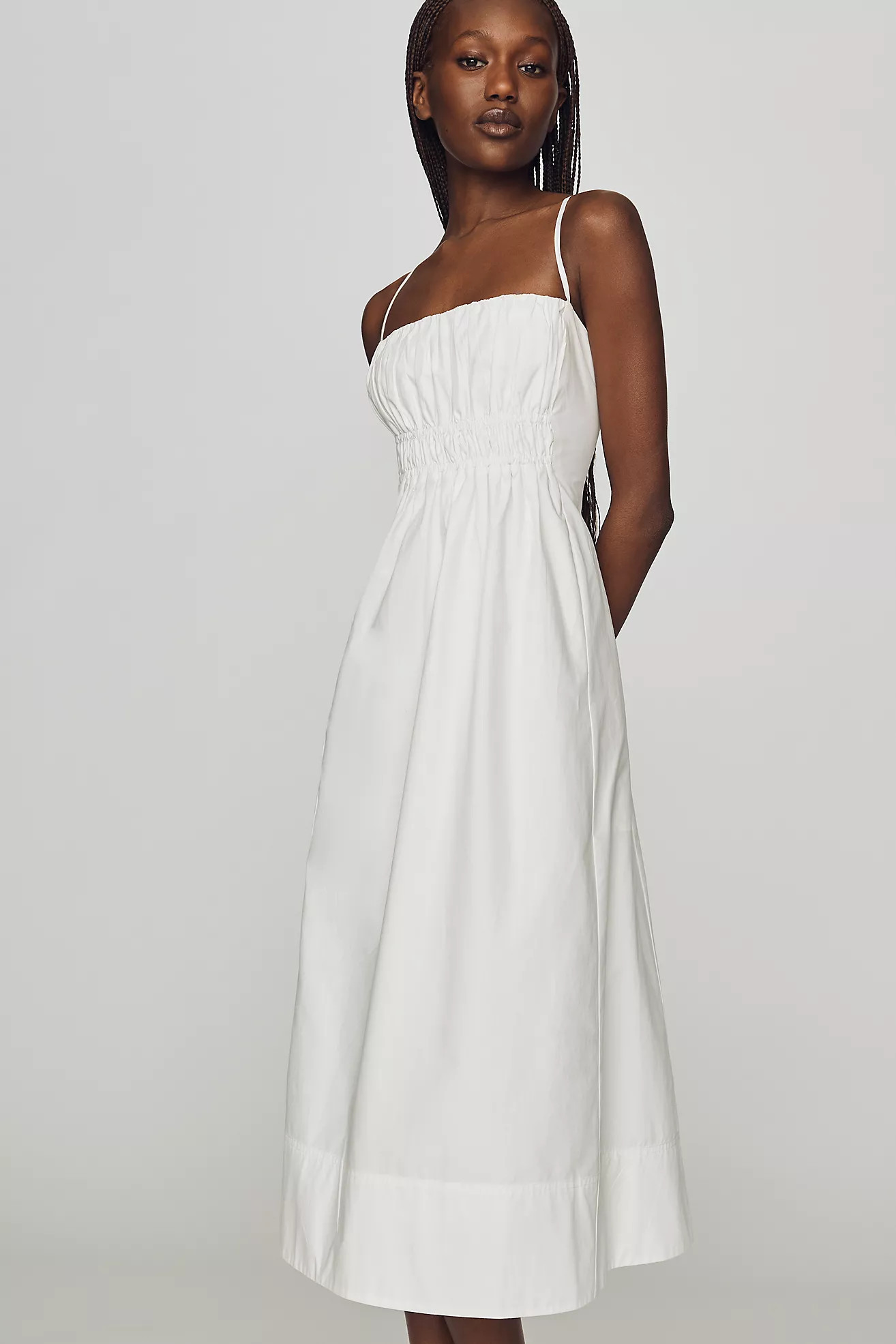 Maeve Cotton Ruched Midi Dress | Anthropologie (US)