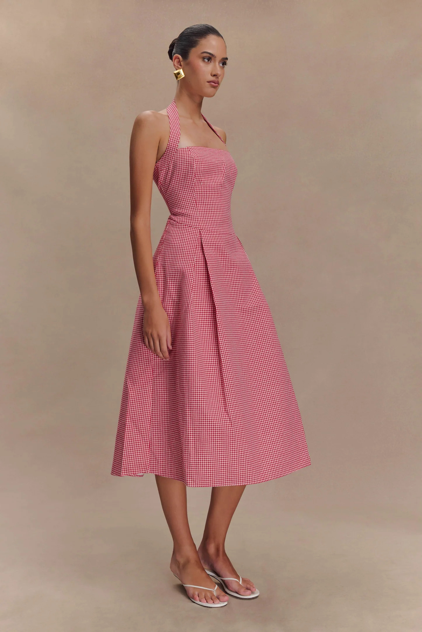 Juana Halter Midi Dress - Red Gingham | Meshki UK