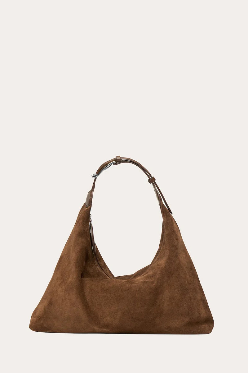 Pillow Shoulder Bag Suede Chestnut | LITTLE LIFFNER