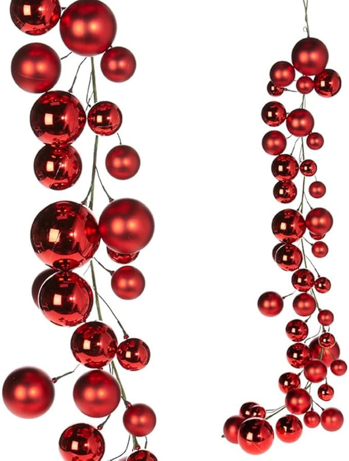 RAZ Imports 4' RED Christmas Bulb Ornament Garland G3832771 | Amazon (US)