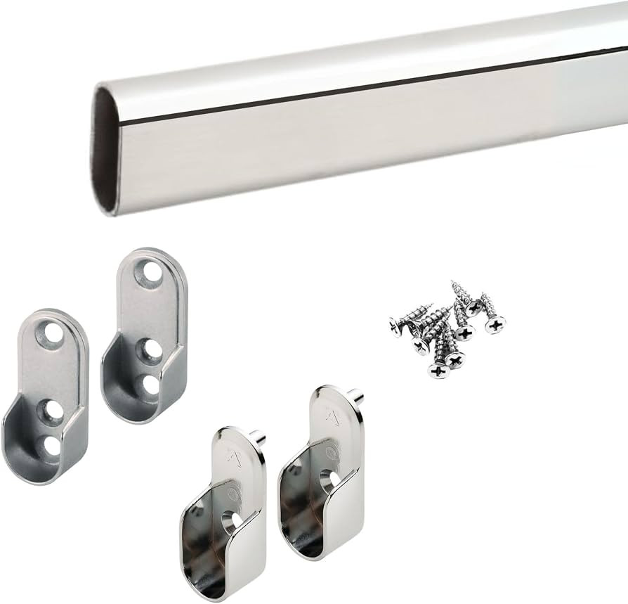 Custom cut to size (12-92 inches) oval closet rod with choice of end support (Chrome) | Amazon (US)