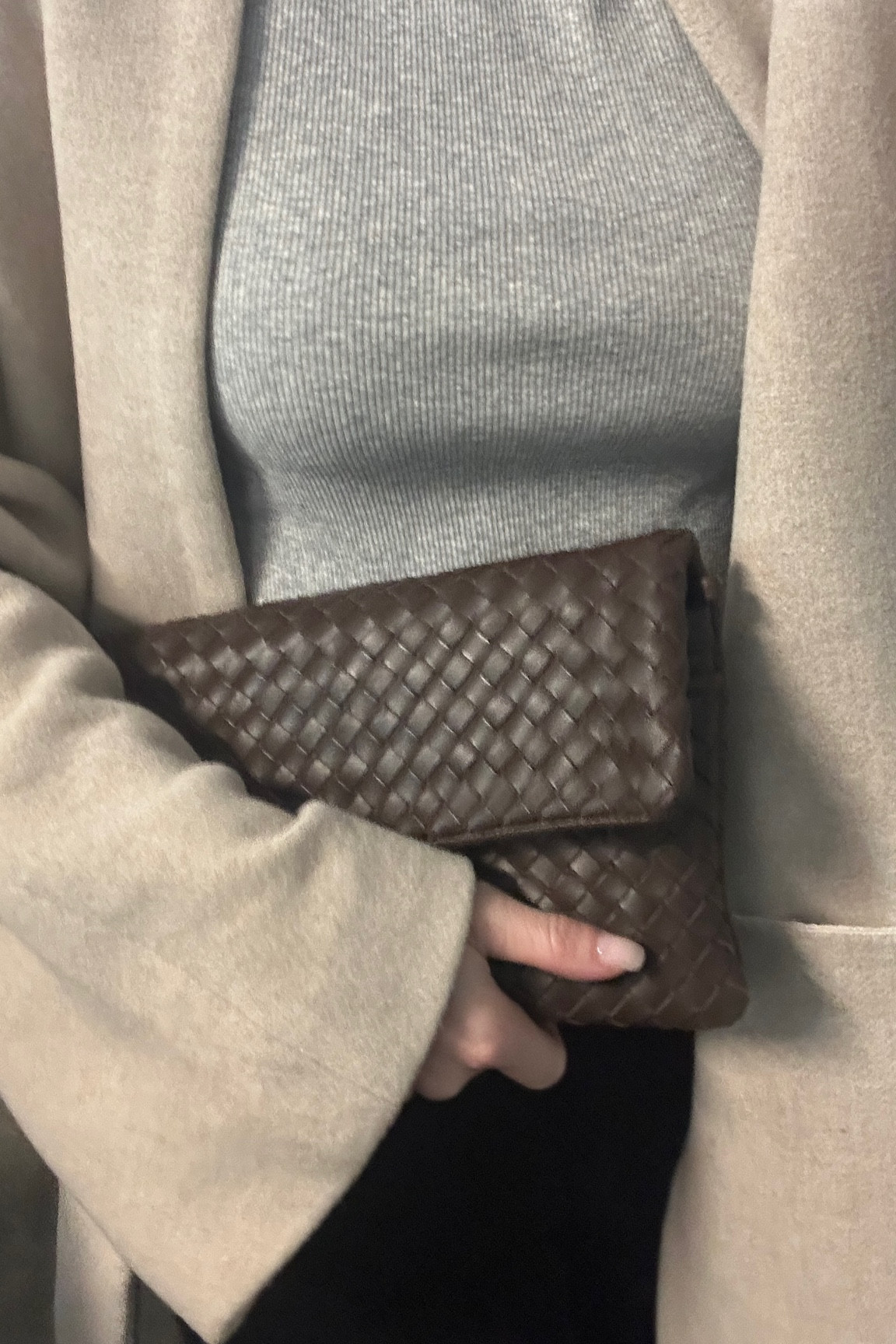 Italian leather woven clutch.

My go to  at the moment.