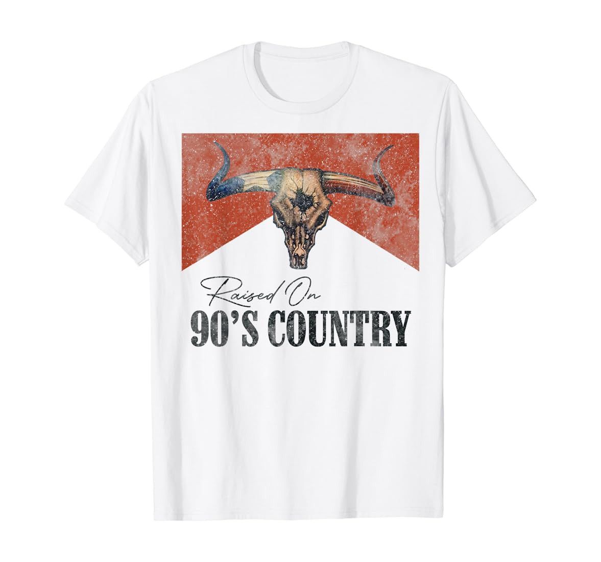 Vintage Raised On 90's Country Music Bull Skull Western T-Shirt | Amazon (US)