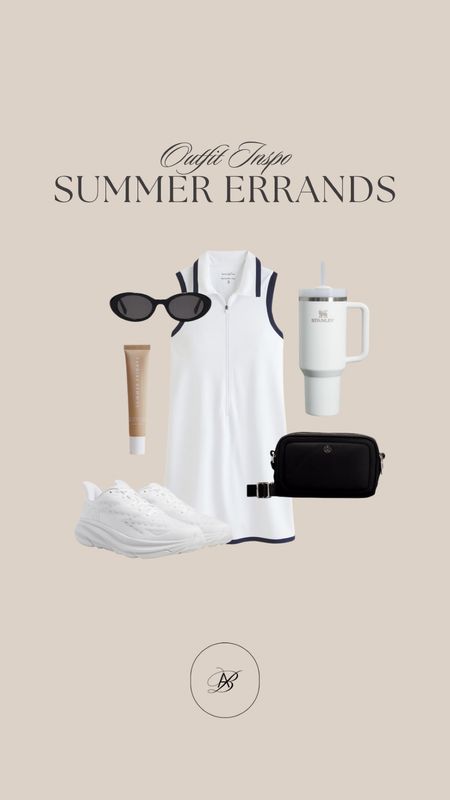The cutest outfit inspo for running errands this summer! This casual mini dress from Abercrombie makes the perfect everyday summer look. Style it with a pair of Hoka sneakers, lululemon belt bag, and some cute sunnies! ☀️

#LTKStyleTip #LTKSeasonal #LTKActive