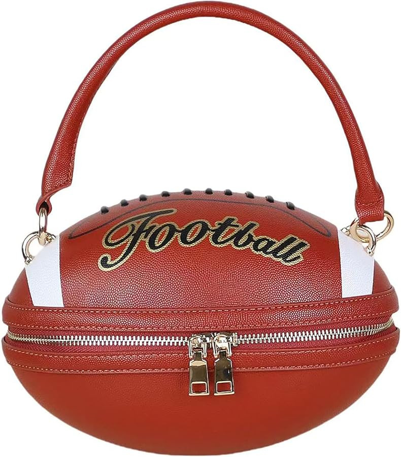 Women Football Shaped Crossbody Shoulder Bag Rugby Handbag PU Leather Unique Novelty Football Pur... | Amazon (US)