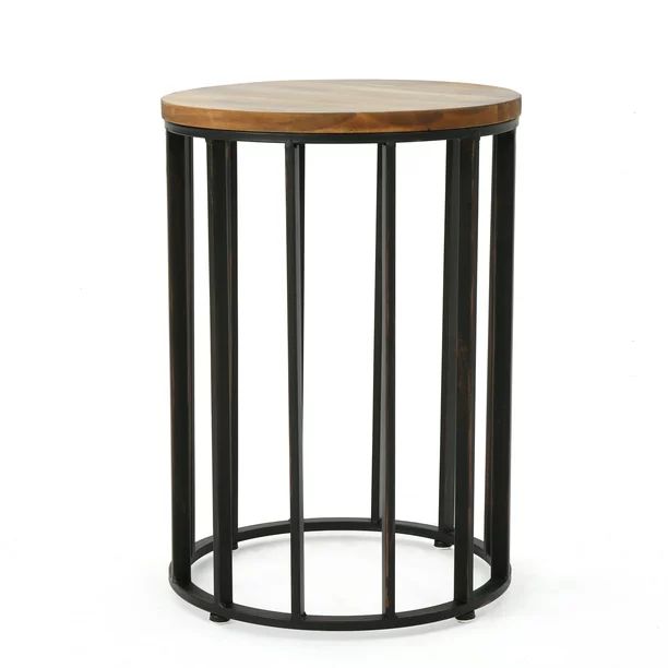 Colburn Outdoor Round Acacia Wood 15" Accent Table, Natural Finished - Walmart.com | Walmart (US)