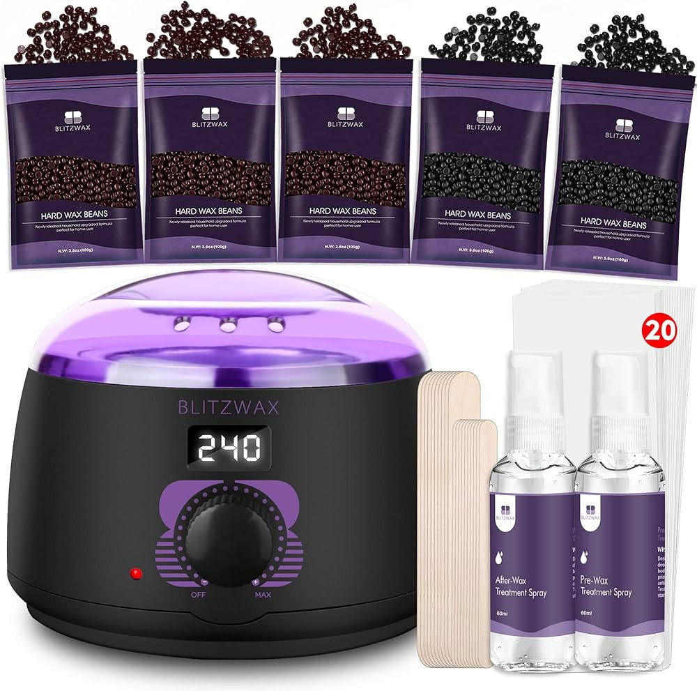 BLITZWAX Waxing Kit for Women Men Digital Wax Warmer Hard Wax Kit with 50 Wax Accessories 17.5oz ... | Amazon (US)