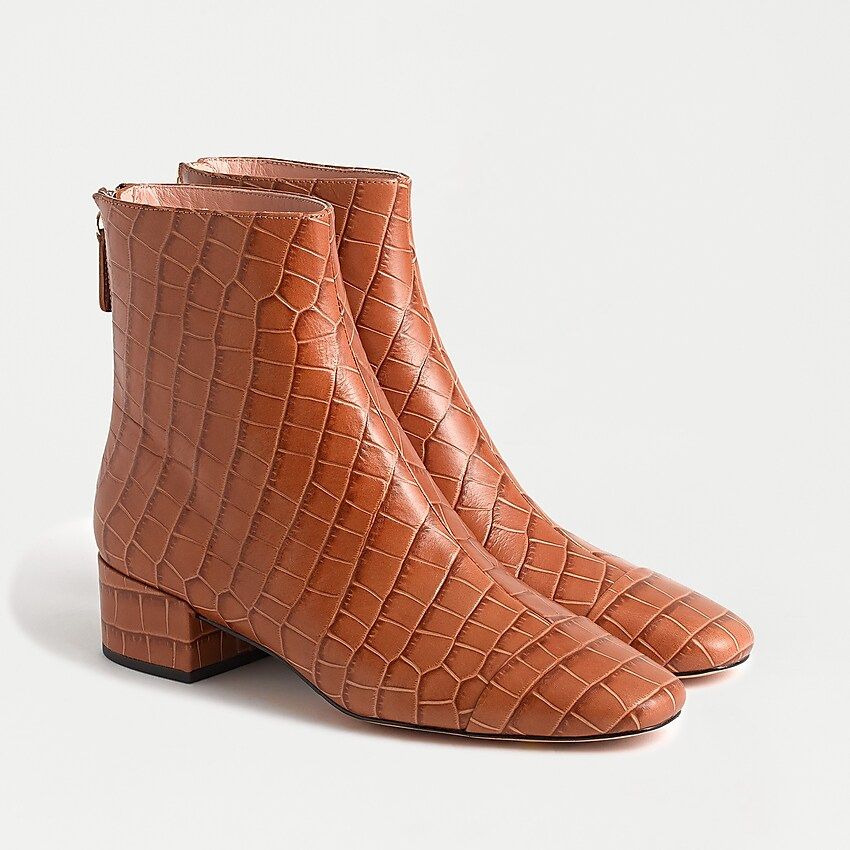 Roxie cap-toe ankle boots in crocodile-embossed leather | J.Crew US