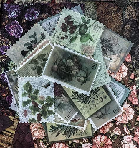 Mczlog Vintage Scrapbooking Supplies Stickers, 60 Pcs Postage Stamp Stickers Decals, Aesthetic Stamp | Amazon (US)