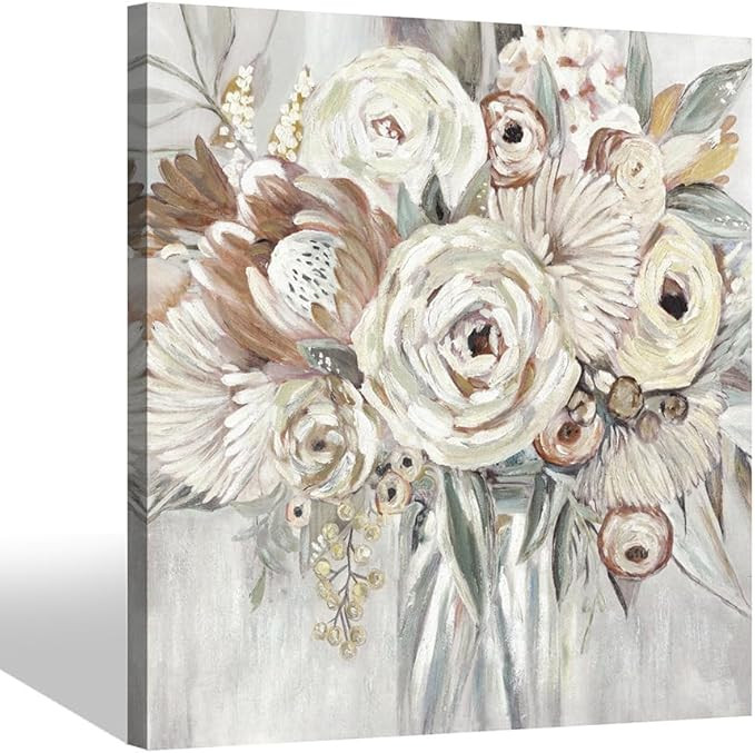 Color Play Abstract Flower Canvas Wall Art: Floral Bouquet in Vase Painting Hand Painted Textured... | Amazon (US)