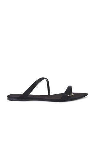 Saint Laurent Tanger Flat Slide in Noir | FWRD | FWRD 
