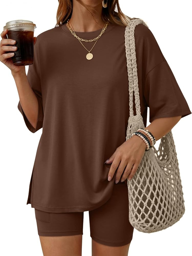 LILLUSORY Womens Lounge Sets Shorts 2 Piece Matching Pajamas Summer Outfits 2026 Casual Oversized... | Amazon (US)