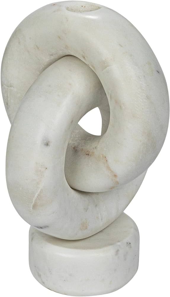 Bloomingville Decorative Marble Chain Link Taper Candle Holder, White | Amazon (US)