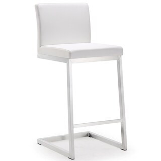 Parma Stainless Steel Eco-leather Counter Stool (Set of 2) (White) | Bed Bath & Beyond