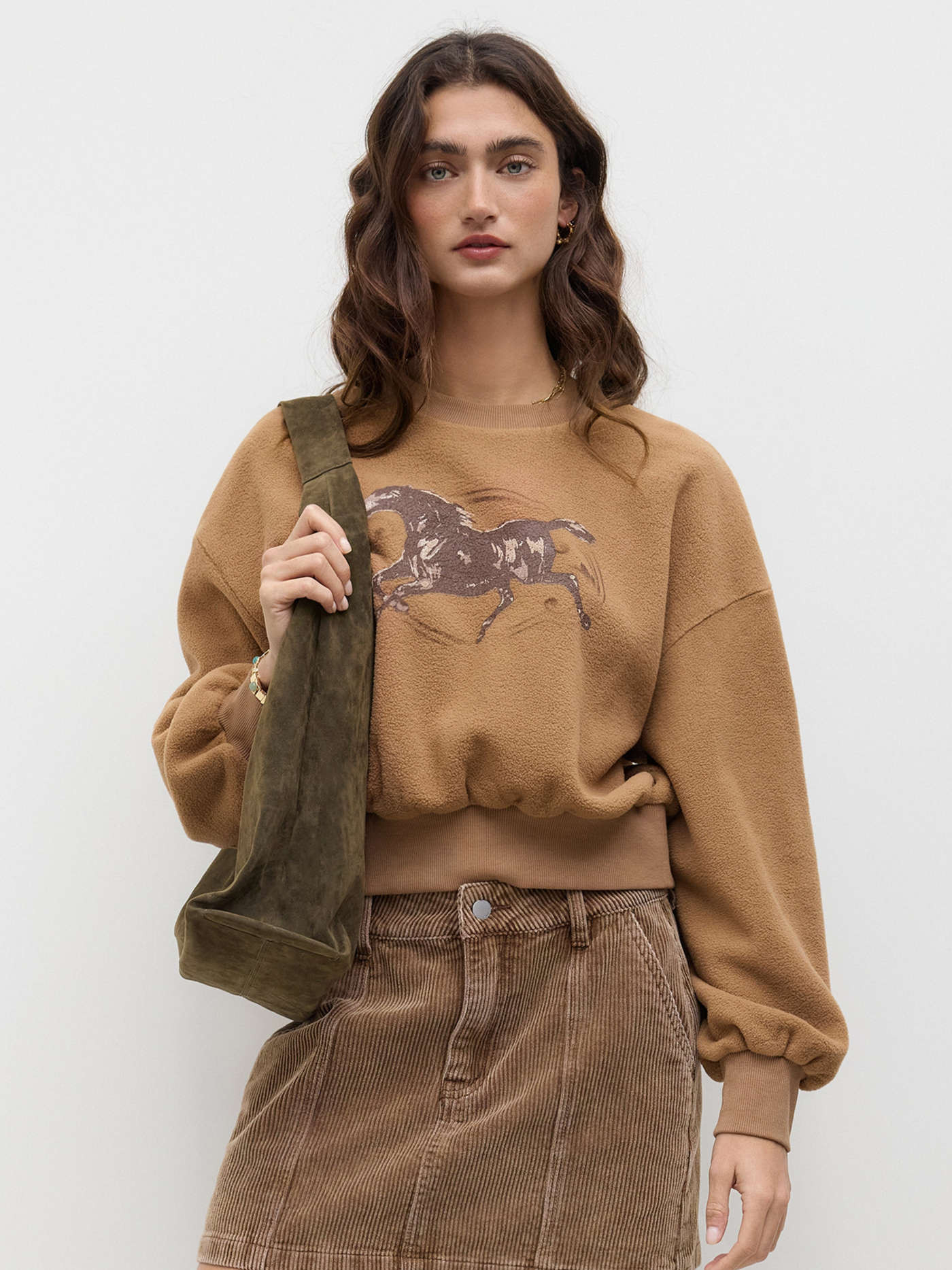 Fleece Fleece Horse Graphic Sweatshirt For School | Cider