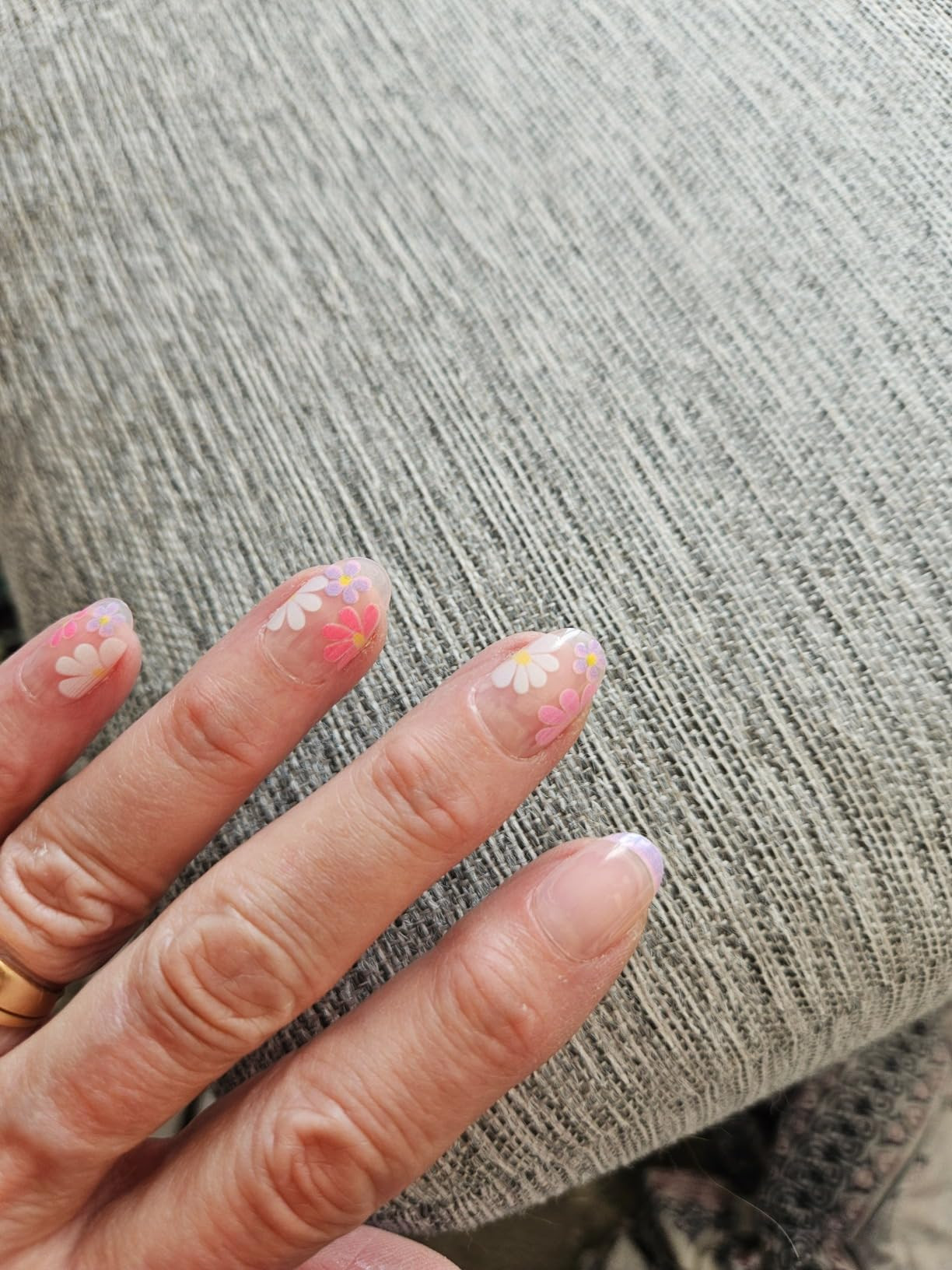 24Pcs Pink Press on Nails Short Square Fake Nails with Glitter Heart Stars Nails Design Glue on N... | Amazon (US)