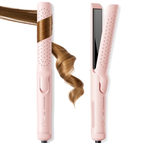 Wavytalk Airflow Styler Curling Iron, Cool Curl, 360° Cool Air Lock in Style for Lasting Curls, Reduces Damage, 2 in 1 Hair Straightener and Curler, 1.25 Inch Anti-Scald for Short Long Hair, Pink | Amazon (US)