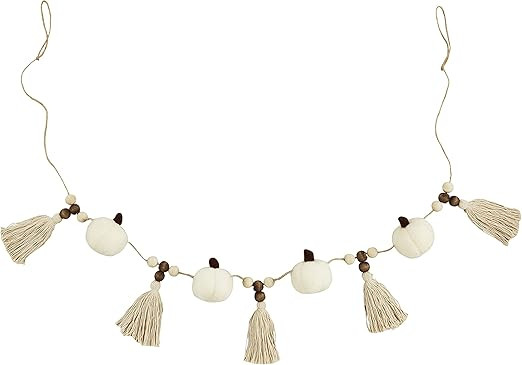 Mud Pie, White, Pumpkin Tassel Garland, 60" | Amazon (US)