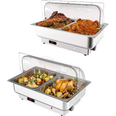 2 Pack Electric Chafing Dish Warmers with Adjustable Temperature Control, Stainless Steel Roll Top Catering Chafer Food Warmers for Catering, Parties | Target