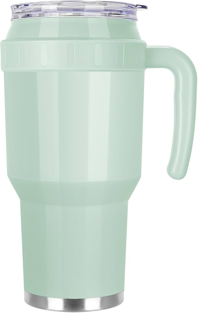 VQRRCKI 40 oz Tumbler with Handle and Straw - Stainless Steel Insulated Tumbler with 2 In 1 Lid -... | Amazon (US)