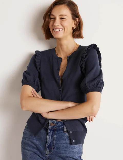 Frill Shoulder Cotton Cardigan | Boden (UK & IE)