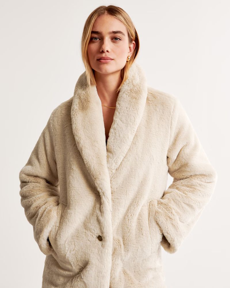 Faux Fur Long-Length Coat | Abercrombie & Fitch (US)