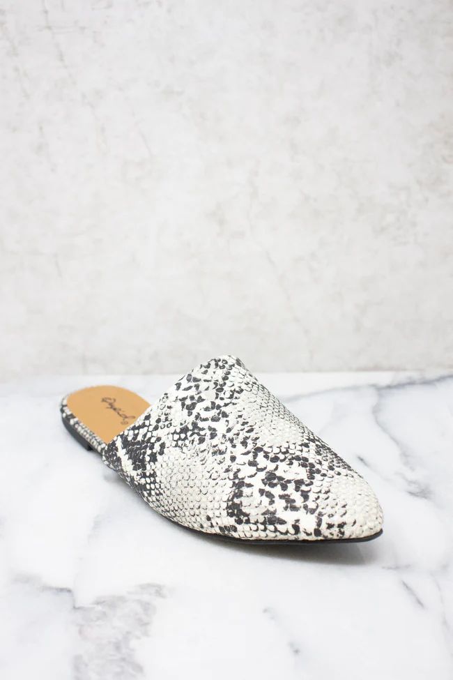 The Emma Grey Snakeskin Print Mules | The Pink Lily Boutique