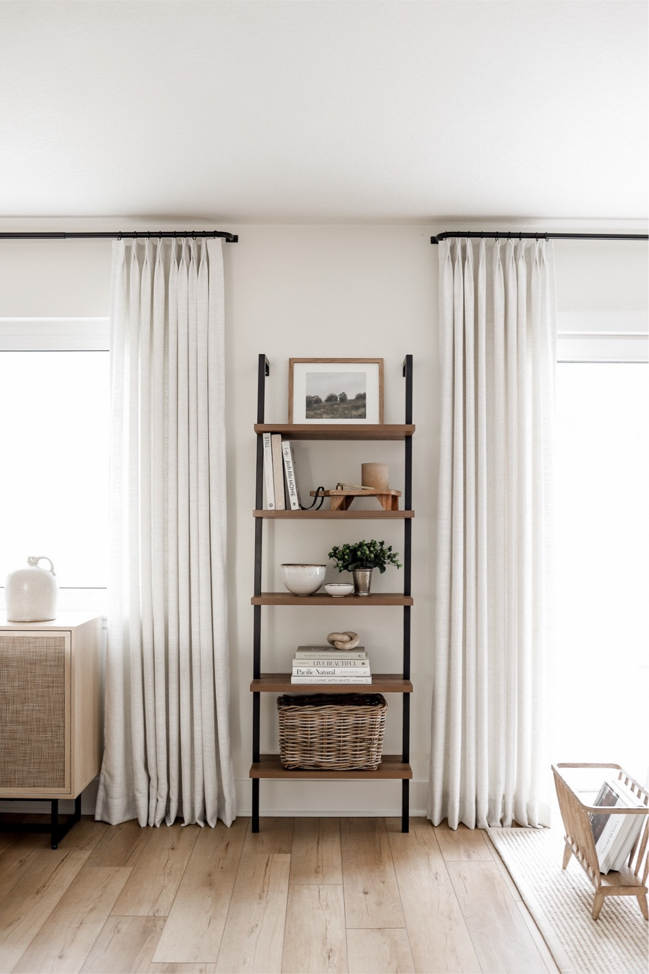 Take 10% off my Nathan James bookshelf for 24 hours only with code WHOLEISTIC. This is the reclaimed oak and matte black
Curtains: 52x90 beige white
Basket: medium size 

#LTKunder50 #LTKsalealert #LTKhome