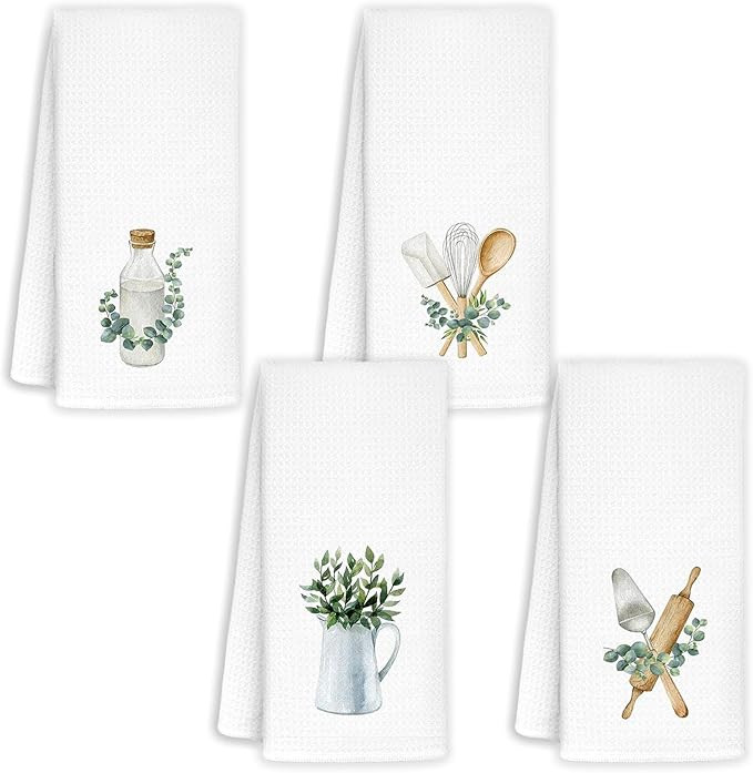 Boho Spring Sage Green Hand Dish Kitchen Towels Decorative Set of 4, Spring Hand Towels, Sage Gre... | Amazon (US)