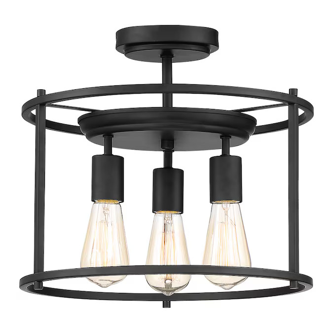 Quoizel Wolfeboro 14-in Matte Black Farmhouse Semi-flush Mount Light Lowes.com | Lowe's