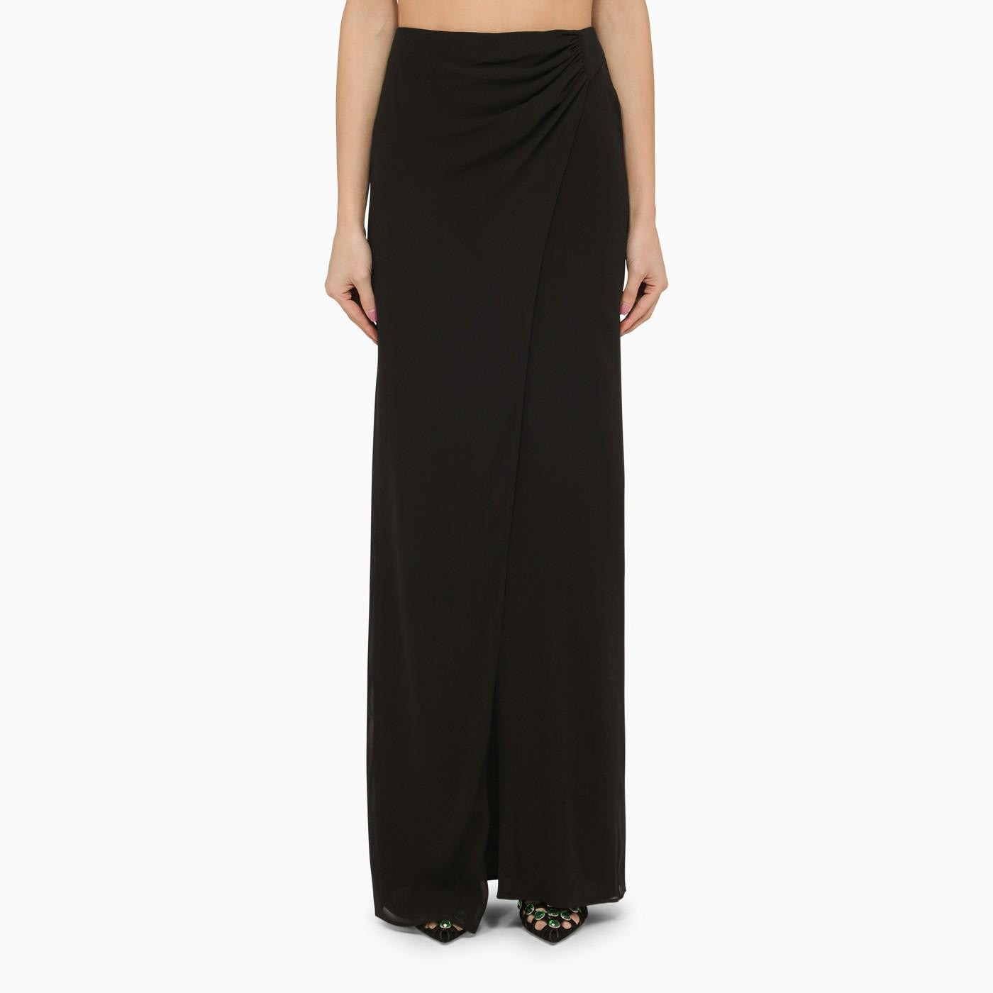 The Andamane Black Silk Long Skirt With Drape | Italist.com US