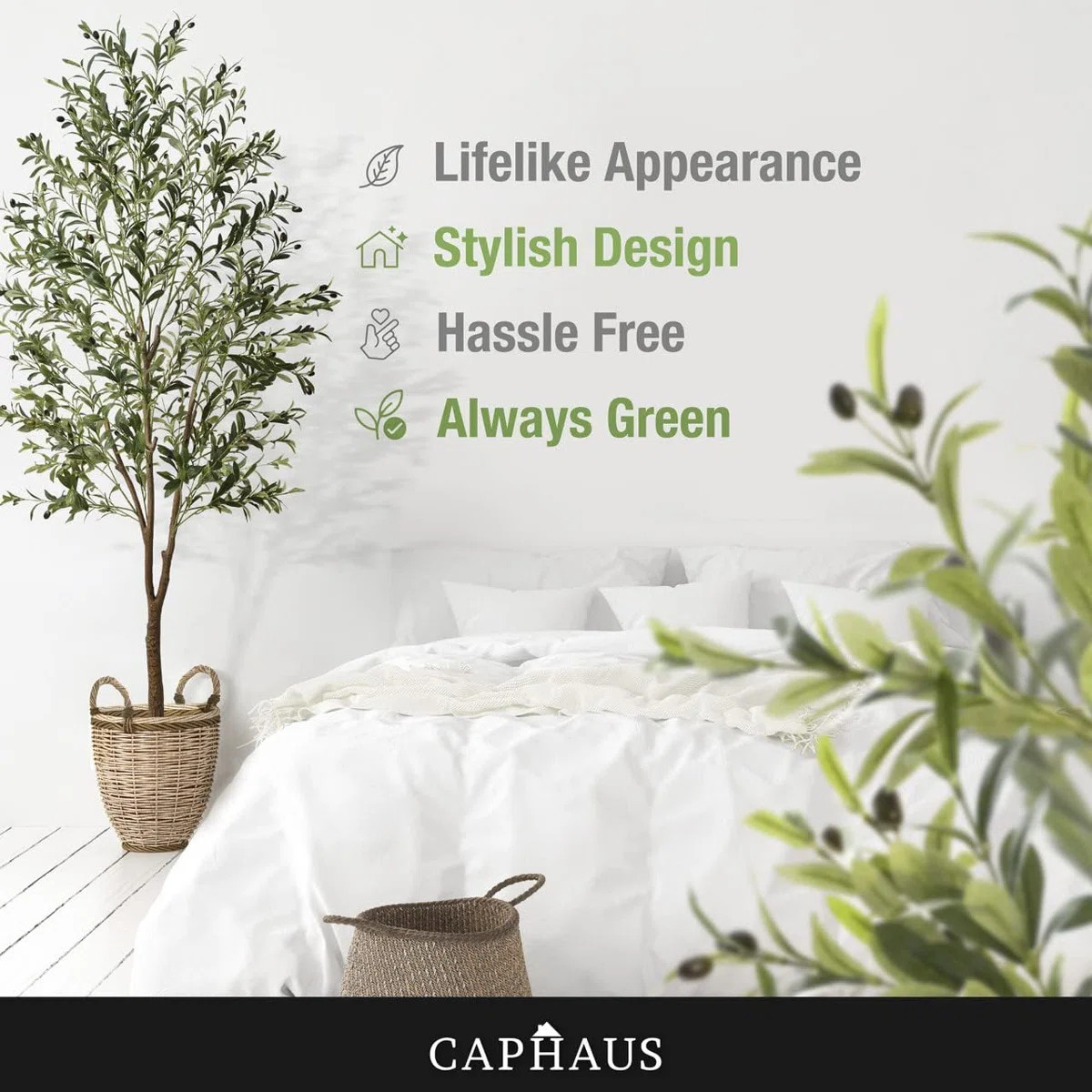 CAPHAUS Artificial Olive Tree with Fruit, Fake Potted Topiary Tree with Dried Moss, 5 / 6 / 7 Fee... | Wayfair North America