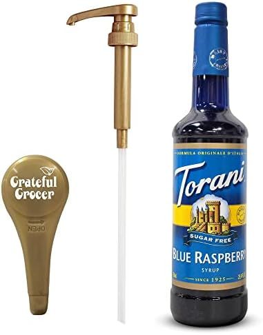Torani Syrups 25.4Oz Bottle Sugar Free Blue Raspberry Syrup For Coffee With Grateful Grocer Gold ... | Amazon (US)