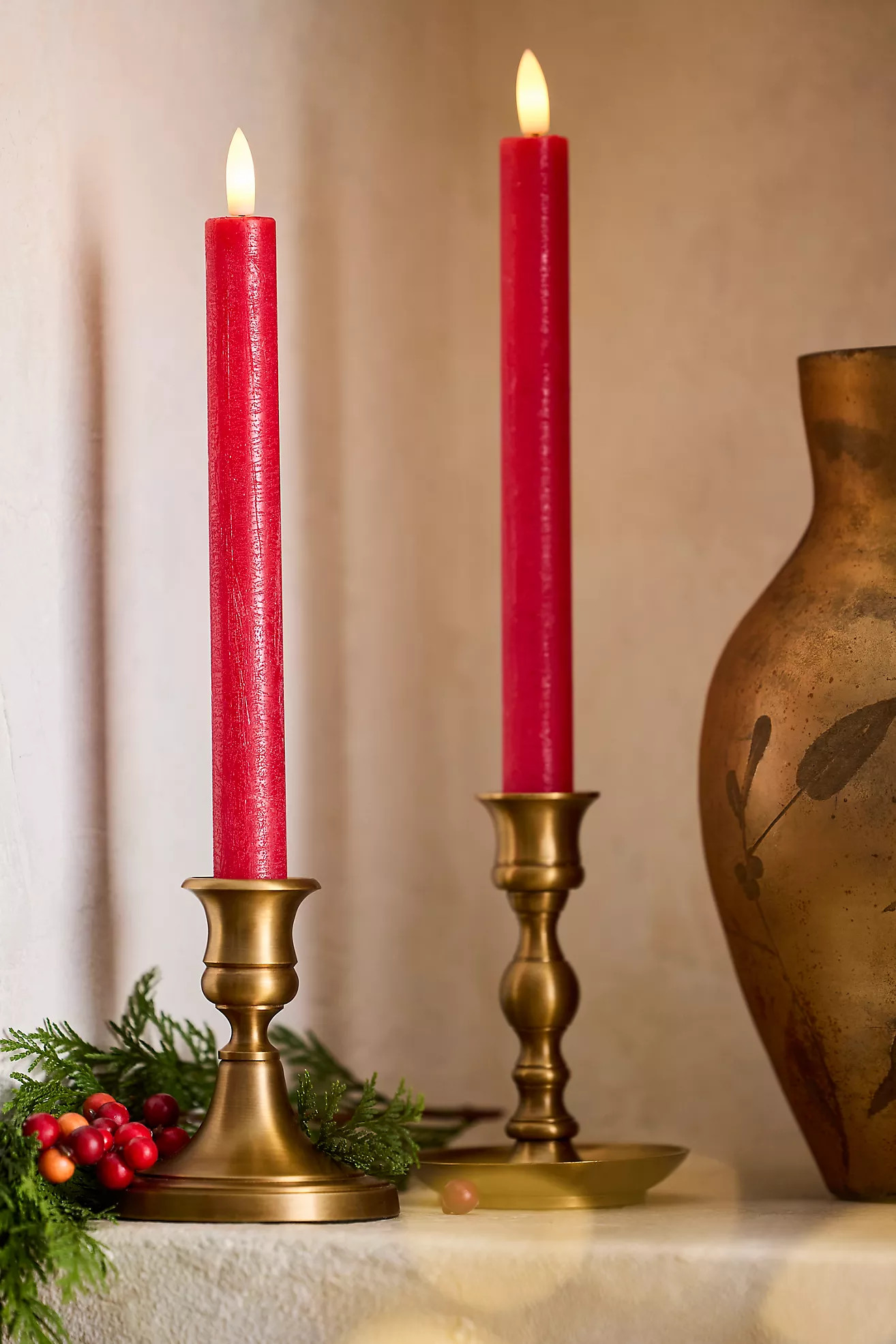 Flameless Dinner Taper Candles, Set of 2 | Terrain