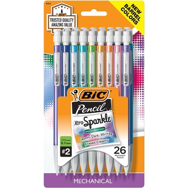 BIC #2 Mechanical Pencil with Xtra Sparkle, 0.7mm, 26ct - Multicolor | Target