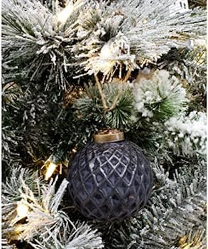 AuldHome Farmhouse Ball Ornaments (Set of 6, Charcoal Black); Distressed Metal Glass Ball Vintage... | Amazon (US)
