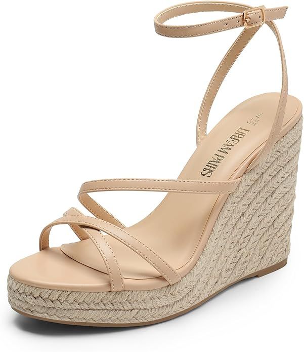 DREAM PAIRS Strappy Espadrille Platform Wedge Sandals for Women Dressy Summer, Comfortable Open T... | Amazon (US)