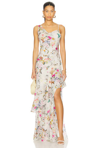 L'AGENCE Viola Cowl Neck Gown in White Charonda Butterfly from Revolve.com | Revolve Clothing (Global)