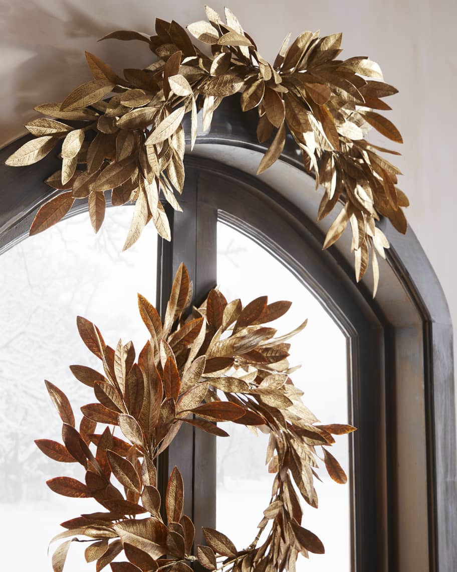 Jim Marvin Gold Leaf Laurel Wreath, 24" | Horchow