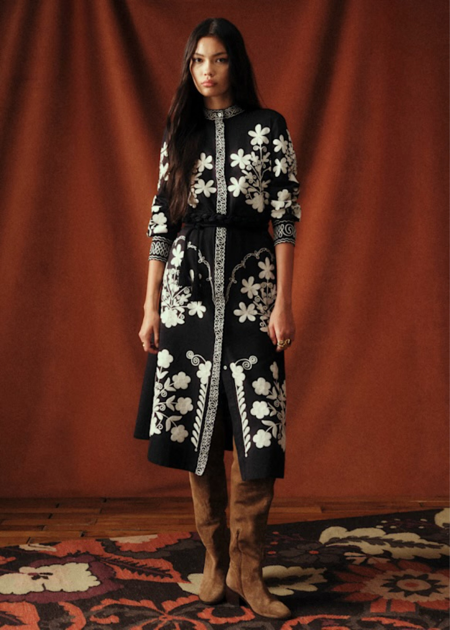 Black and white embroidered floral midi dress from Sezane 

#LTKSeasonal
