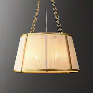 RRTYO Triton 6-Light Modern Boho Gold Handwoven Ivory Rope Drum Chandelier for Living Room 810100... | The Home Depot