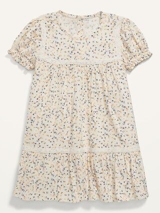 Floral-Print Crochet-Lace Trim Swing Dress for Toddler Girls | Old Navy (US)