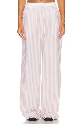 Helsa Wide Stripe Poplin House Pants in Mauve | FWRD 