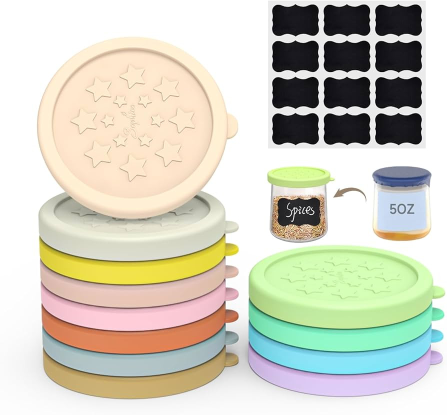 Sophico Oui Yogurt Jar Lids Silicone, 12 Pack Leak Proof Covers Fit For 5oz Yoplait Glass Jars wi... | Amazon (US)