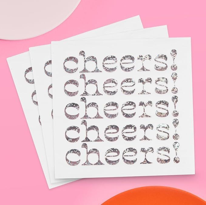 xo, Fetti Iridescent Cheers Napkins - 3-ply, 50 pcs | Bachelorette Party Decorations, Disco Birthday Party Decor, Baby Shower Supplies, Bridal Tableware | Amazon (US)