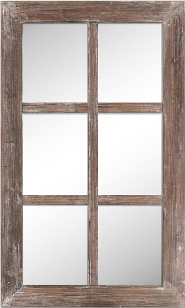 Barnyard Designs 24x40 Windowpane Wood Farmhouse Wall Mirror, Large Rustic 6 Pane Rectangle Windo... | Amazon (US)
