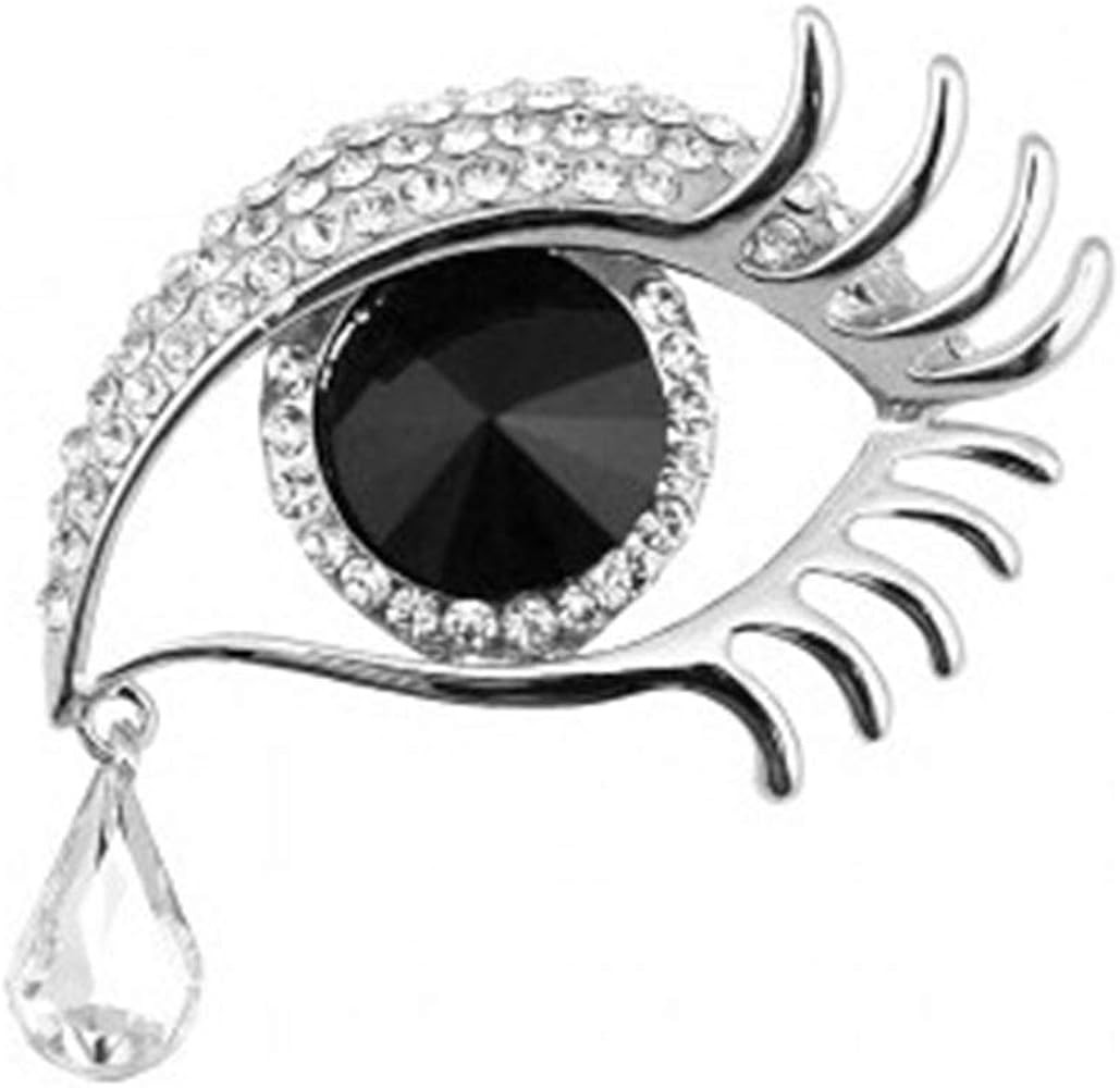 Angel Tears Brooch Pins, Elegant Rhinestone Sapphire Big Eyes Alloy Long Eyelashes Corsage Breast... | Amazon (US)