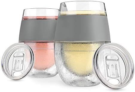 Host Cooling Wine Freeze Cup with Lid, Set of 2 Plastic Double Wall Insulated Wine Tumbler Freeza... | Amazon (US)